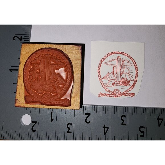 Vintage 1993 Comotion Rubber Stamps #707 Western Scene 1 Wooden Rubber Stamp Art - Picture 4 of 4